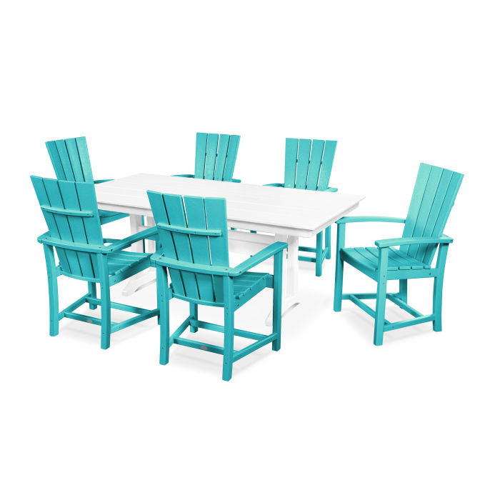POLYWOOD Quattro 7-Piece Farmhouse Dining Set with Trestle Legs FREE SHIPPING