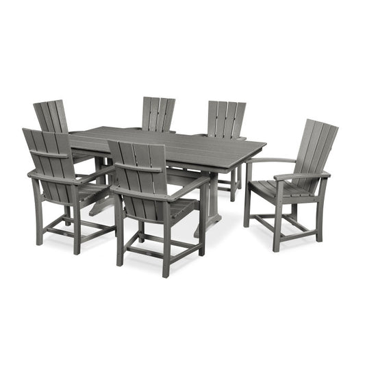 Polywood - Quattro 7-Piece Farmhouse Dining Set with Trestle Legs - FREE SHIPPING