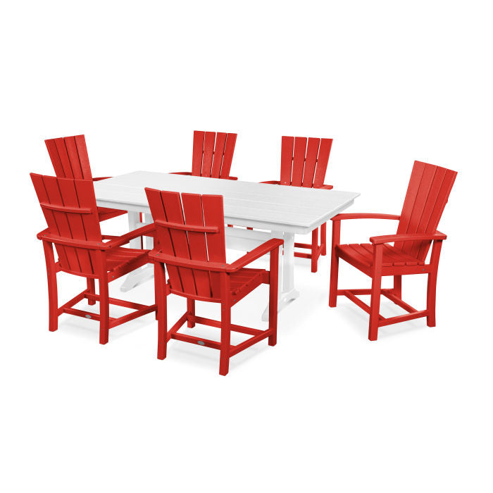POLYWOOD Quattro 7-Piece Farmhouse Dining Set with Trestle Legs FREE SHIPPING
