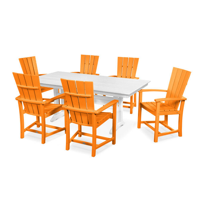 POLYWOOD Quattro 7-Piece Farmhouse Dining Set with Trestle Legs FREE SHIPPING