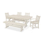 POLYWOOD Traditional Garden Arm Chair 6-Piece Farmhouse Dining Set with Trestle Legs and Bench FREE SHIPPING