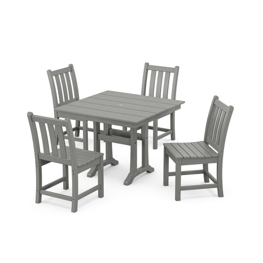 Polywood - Traditional Garden 5-Piece Farmhouse Trestle Dining Set - FREE SHIPPING