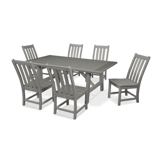 POLYWOOD Vineyard 7-Piece Rustic Farmhouse Side Chair Dining Set FREE SHIPPING