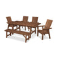 POLYWOOD Modern Curveback Adirondack 6-Piece Rustic Farmhouse Dining Set with Bench FREE SHIPPING