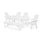 POLYWOOD Modern Curveback Adirondack 6-Piece Rustic Farmhouse Dining Set with Bench FREE SHIPPING