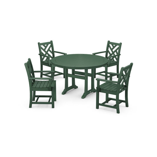 POLYWOOD - Chippendale 5-Piece Nautical Trestle Dining Arm Chair Set - FREE SHIPPING