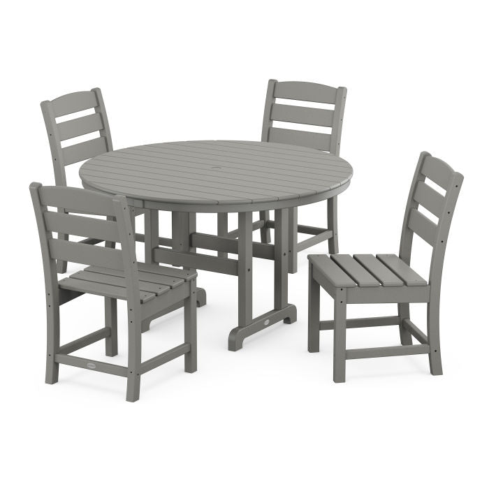 POLYWOOD   Lakeside 5-Piece Round Farmhouse Side Chair Dining Set    FREE SHIPPING