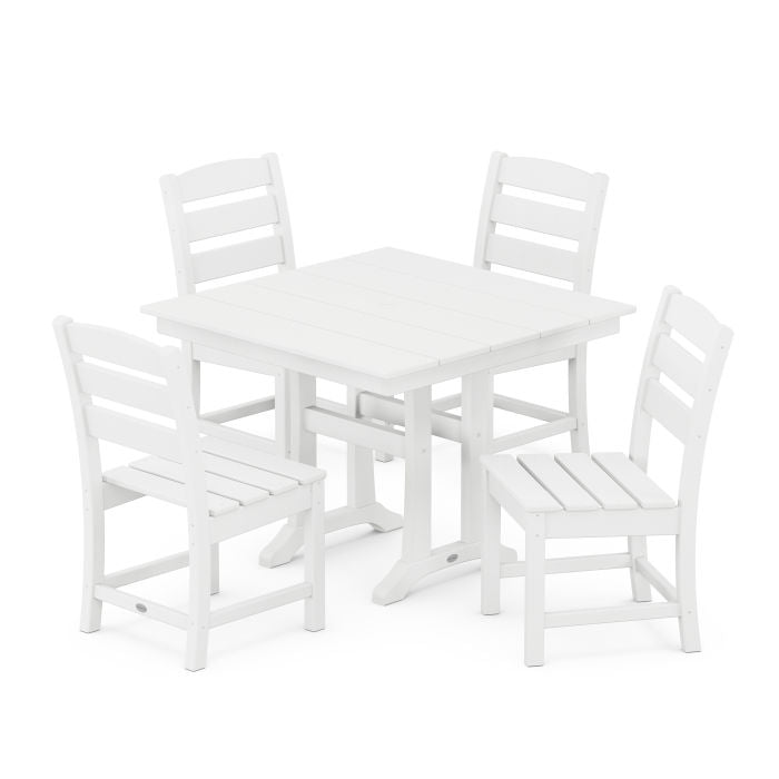POLYWOOD  Lakeside 5-Piece Farmhouse Trestle Side Chair Dining Set   FREE SHIPPING