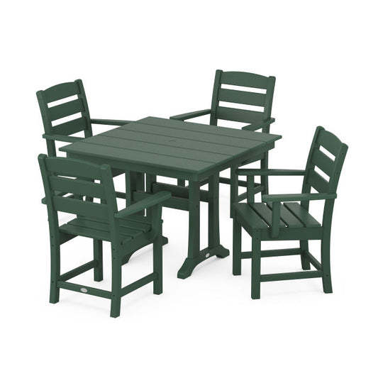 POLYWOOD - Lakeside 5-Piece Farmhouse Trestle Arm Chair Dining Set - FREE SHIPPING