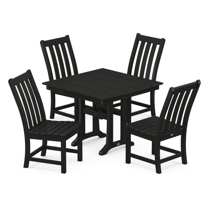 POLYWOOD Vineyard 5-Piece Farmhouse Trestle Side Chair Dining Set FREE SHIPPING