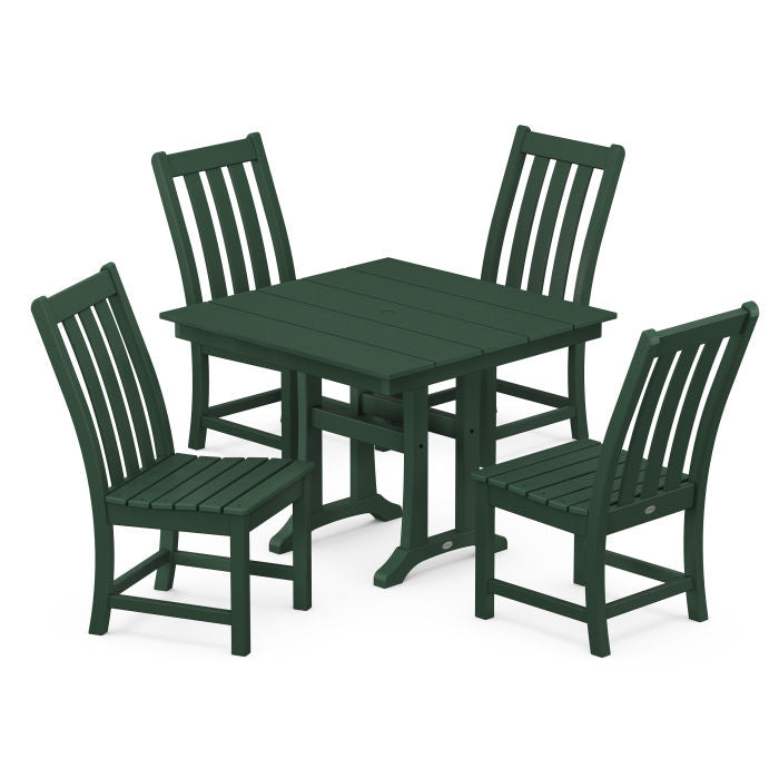 POLYWOOD Vineyard 5-Piece Farmhouse Trestle Side Chair Dining Set FREE SHIPPING