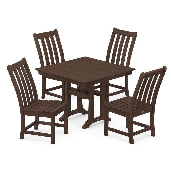 POLYWOOD Vineyard 5-Piece Farmhouse Trestle Side Chair Dining Set FREE SHIPPING