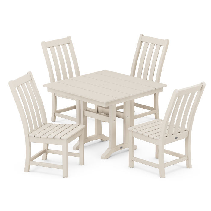 POLYWOOD Vineyard 5-Piece Farmhouse Trestle Side Chair Dining Set FREE SHIPPING