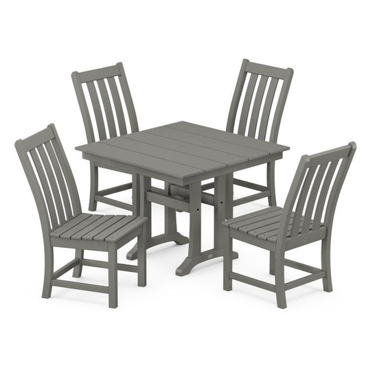 POLYWOOD Vineyard 5-Piece Farmhouse Trestle Side Chair Dining Set FREE SHIPPING