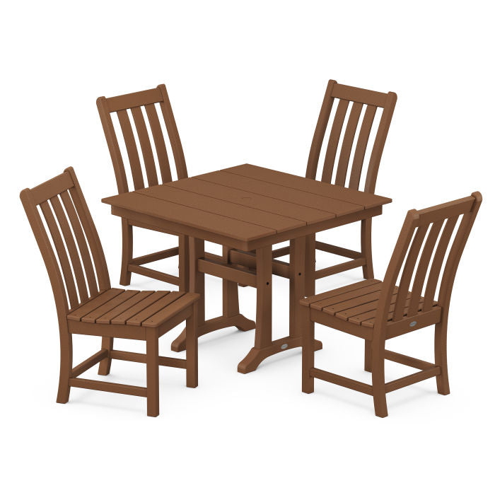 POLYWOOD Vineyard 5-Piece Farmhouse Trestle Side Chair Dining Set FREE SHIPPING