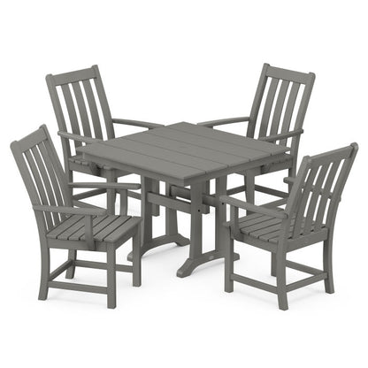 POLYWOOD Vineyard 5-Piece Farmhouse Trestle Armchair Dining Set FREE SHIPPING