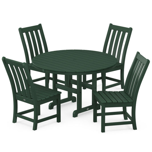 POLYWOOD - Vineyard 5-Piece Round Farmhouse Side Chair Dining Set - FREE SHIPPING
