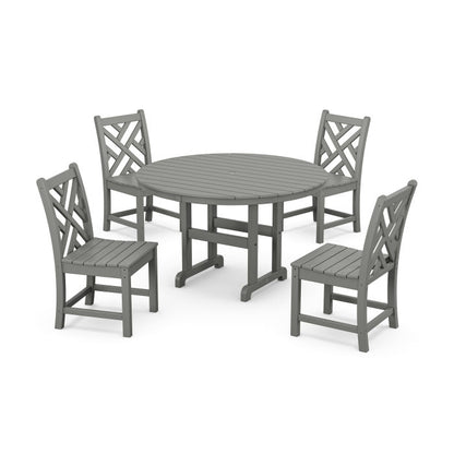 POLYWOOD Chippendale 5-Piece Round Farmhouse Side Chair Dining Set FREE SHIPPING