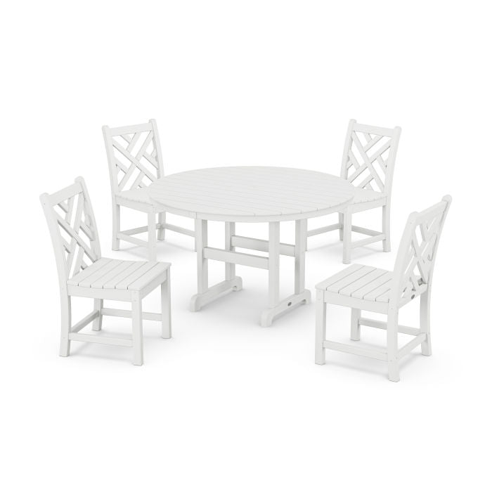 POLYWOOD Chippendale 5-Piece Round Farmhouse Side Chair Dining Set FREE SHIPPING