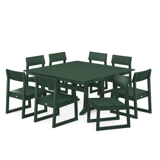 POLYWOOD - EDGE 9-Piece Farmhouse Trestle Dining Set - FREE SHIPPING