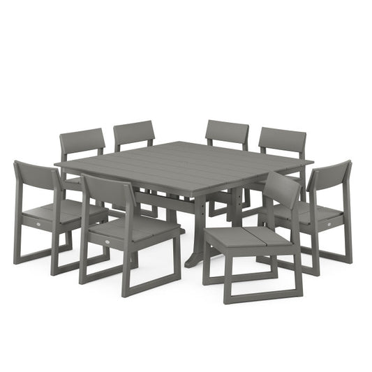 Polywood - EDGE 9-Piece Farmhouse Trestle Dining Set - FREE SHIPPING