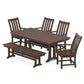 POLYWOOD Vineyard 6-Piece Armchair Farmhouse Dining Set with Trestle Legs and Bench FREE SHIPPING