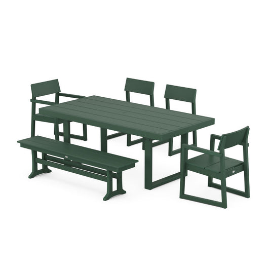 POLYWOOD - EDGE 6-Piece Dining Set with Bench - FREE SHIPPING