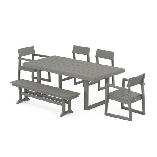 POLYWOOD EDGE 6-Piece Dining Set with Bench FREE SHIPPING