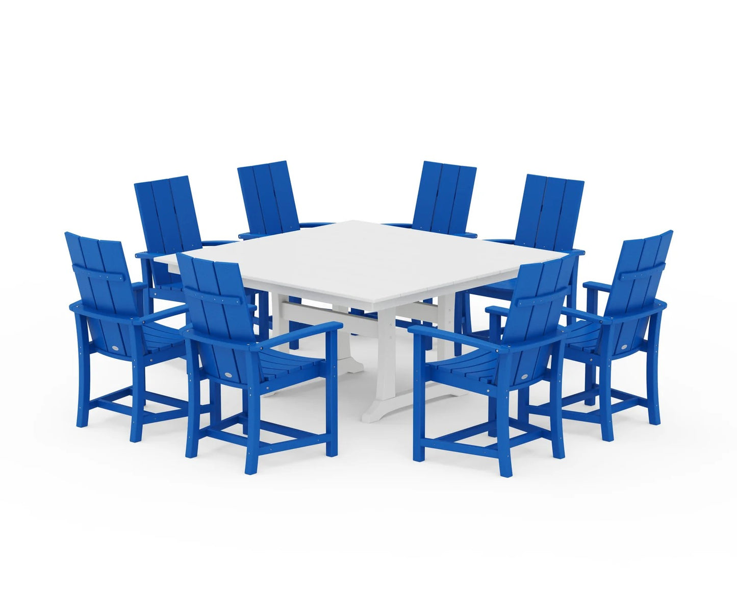 Polywood - Modern Adirondack 9-Piece Farmhouse Trestle Dining Set - FREE SHIPPING