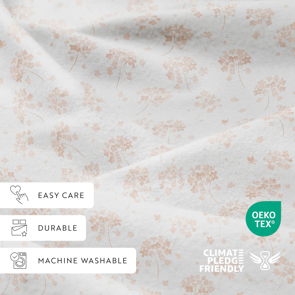 Flower Bunch 4-Piece 100% Cotton Flannel Sheet Set