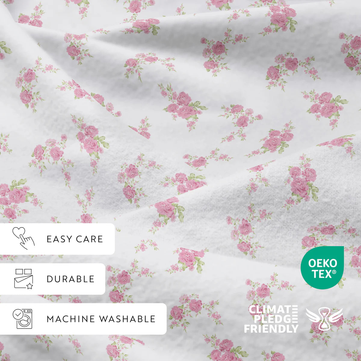 Rose Bunch 4-Piece 100% Cotton Flannel Sheet Set