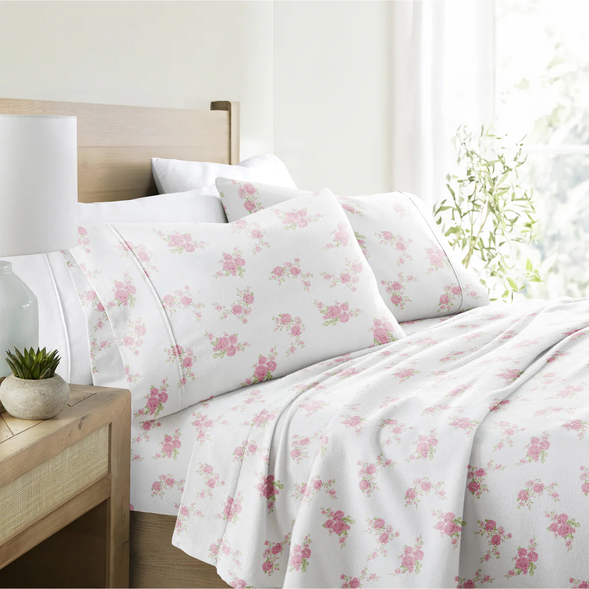 Rose Bunch 4-Piece 100% Cotton Flannel Sheet Set