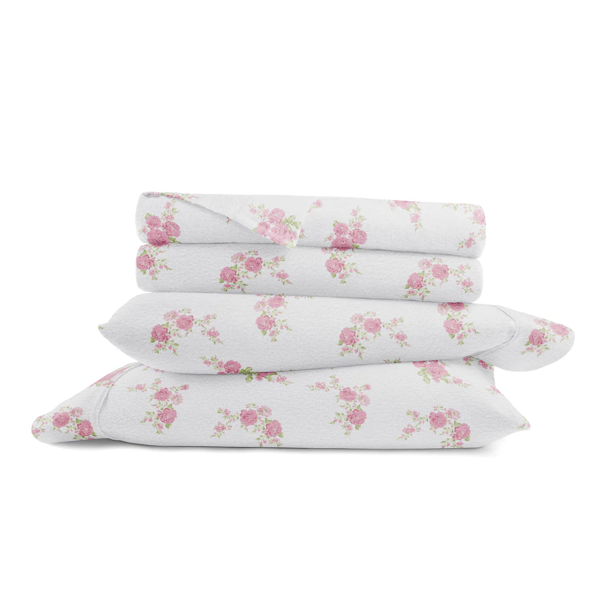 Rose Bunch 4-Piece 100% Cotton Flannel Sheet Set