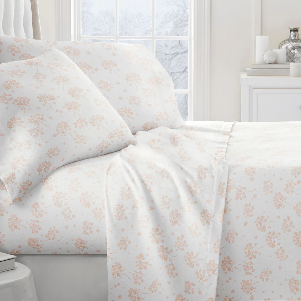 Flower Bunch 4-Piece 100% Cotton Flannel Sheet Set