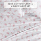 Rose Bunch 4-Piece 100% Cotton Flannel Sheet Set