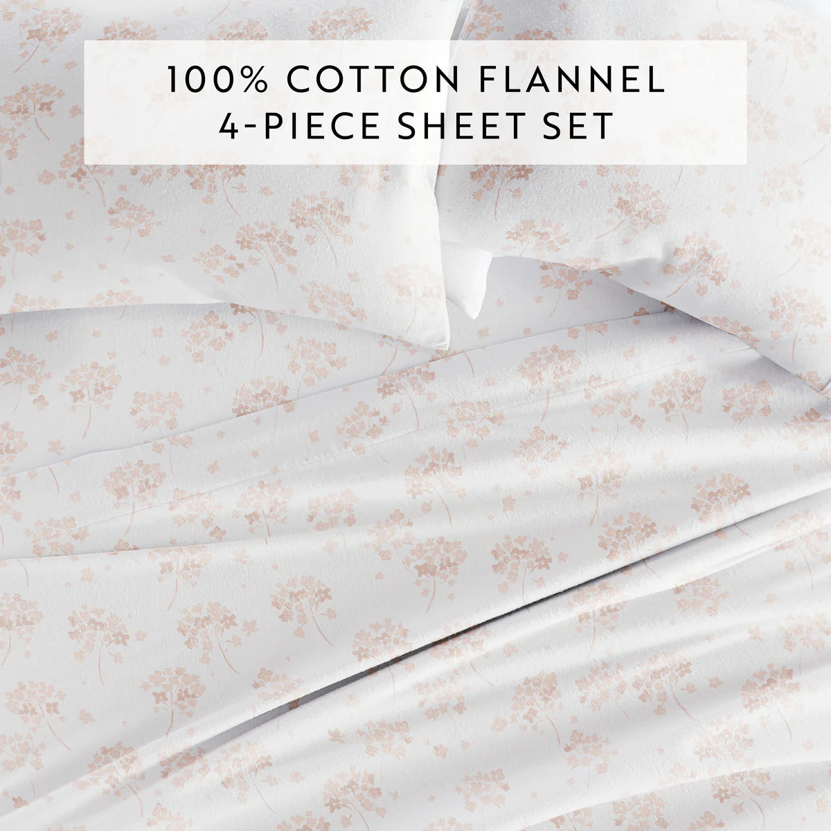 Flower Bunch 4-Piece 100% Cotton Flannel Sheet Set