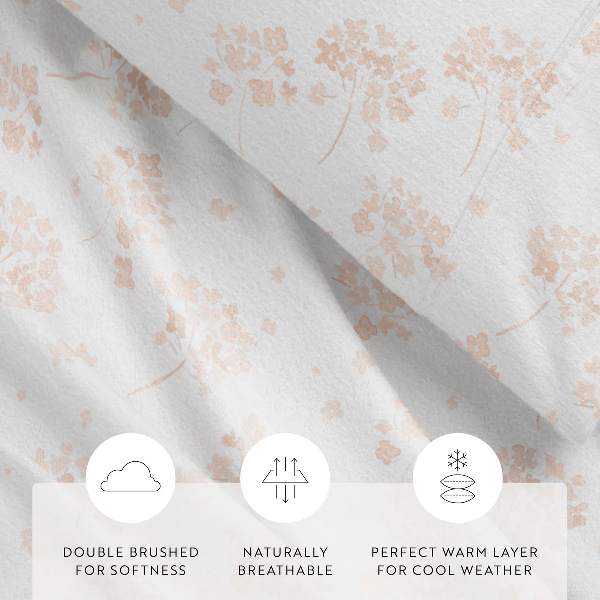 Flower Bunch 4-Piece 100% Cotton Flannel Sheet Set