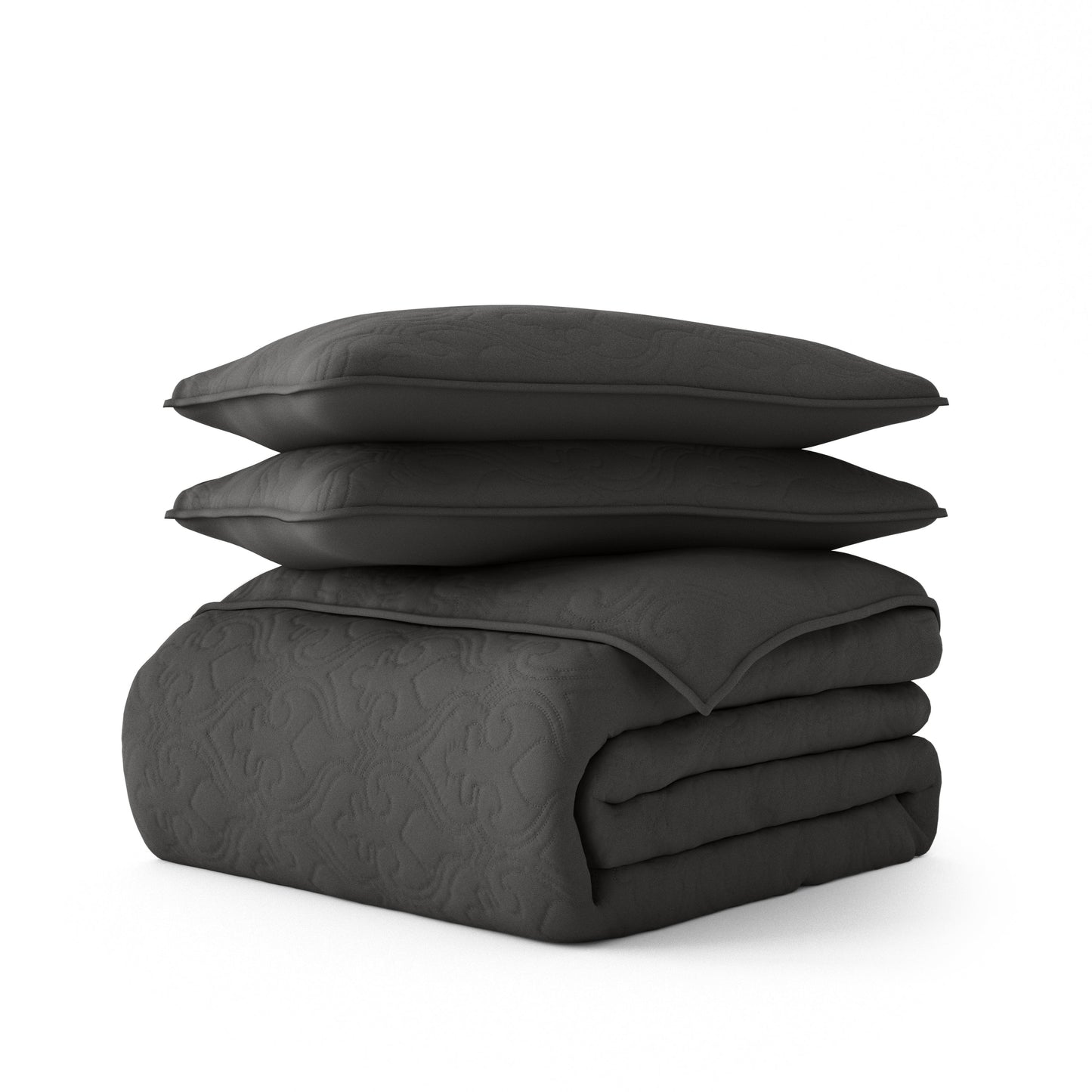 Lightweight Damask Quilted Coverlet Set