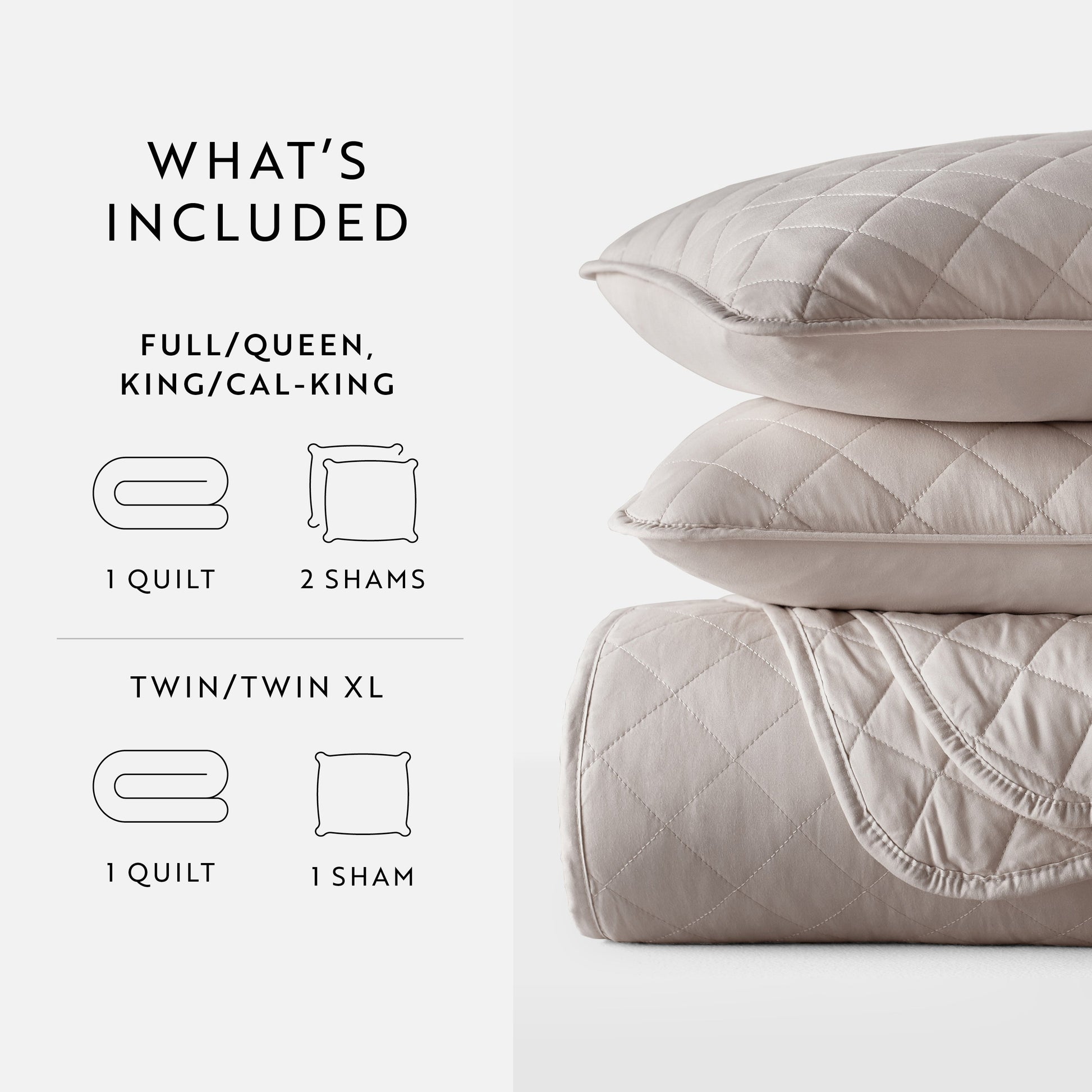 Lightweight Diamond Stitch Quilted Coverlet Set