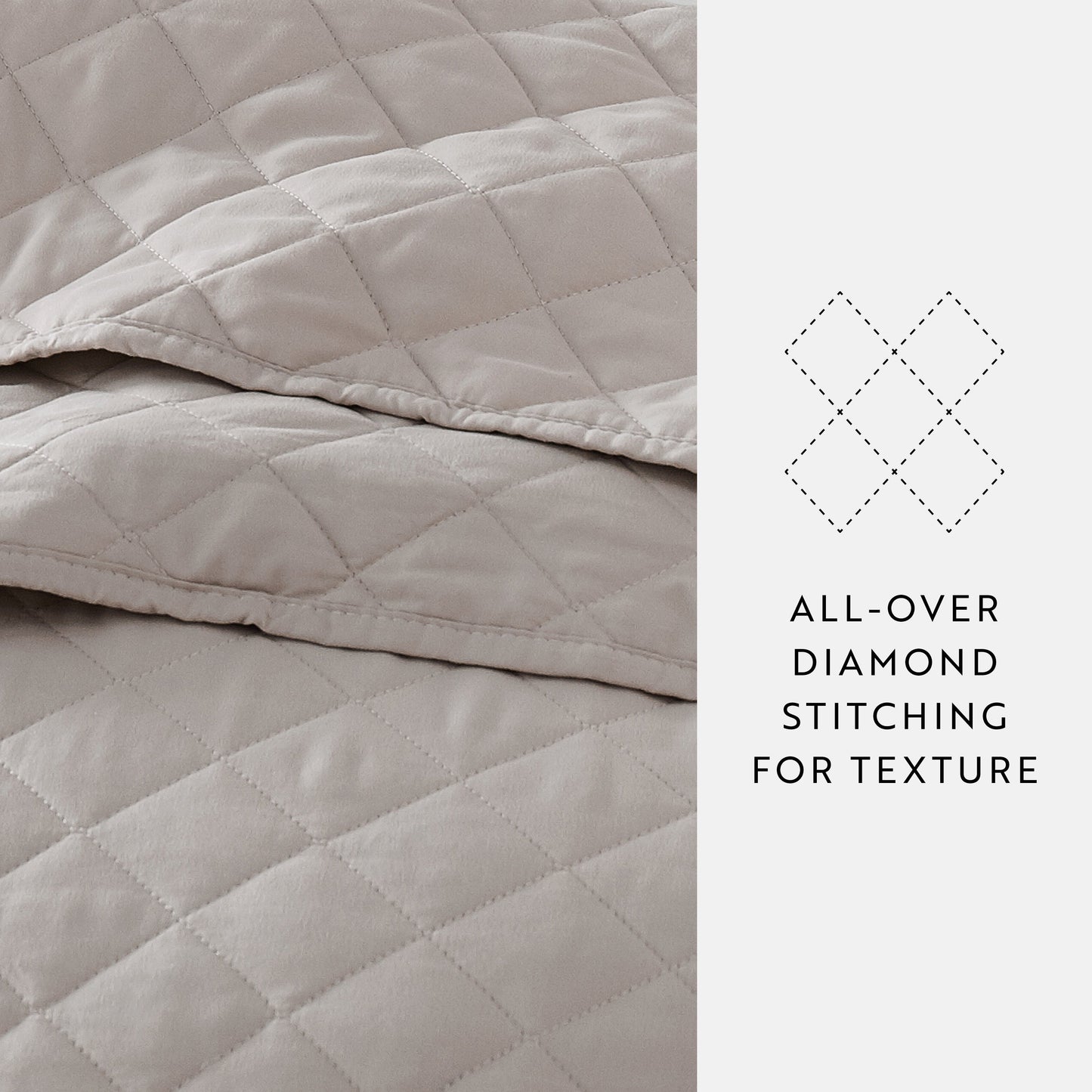 Lightweight Diamond Stitch Quilted Coverlet Set