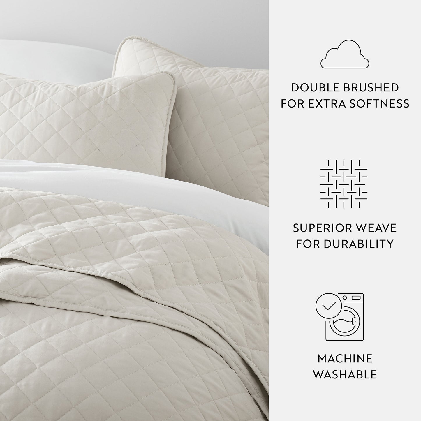 Lightweight Diamond Stitch Quilted Coverlet Set