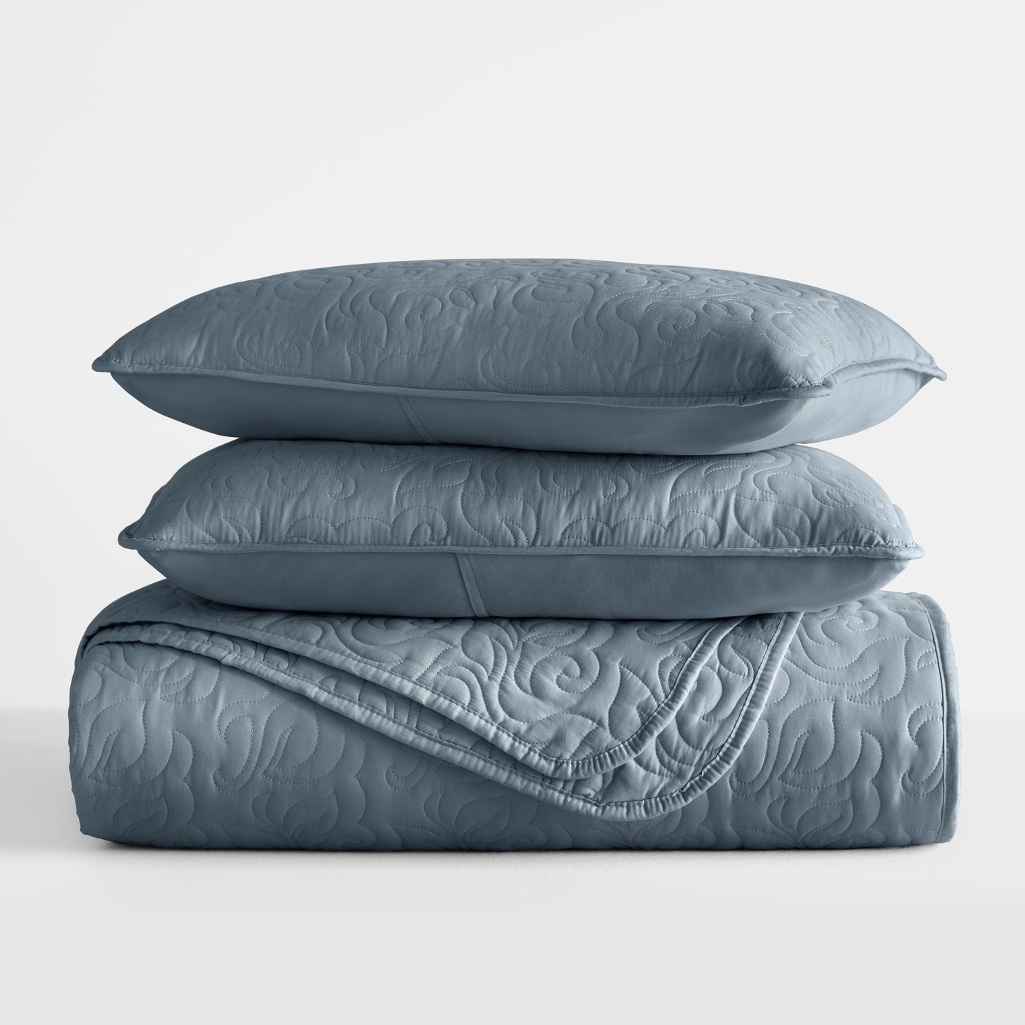 Lightweight Floral Stitch Quilted Coverlet Set