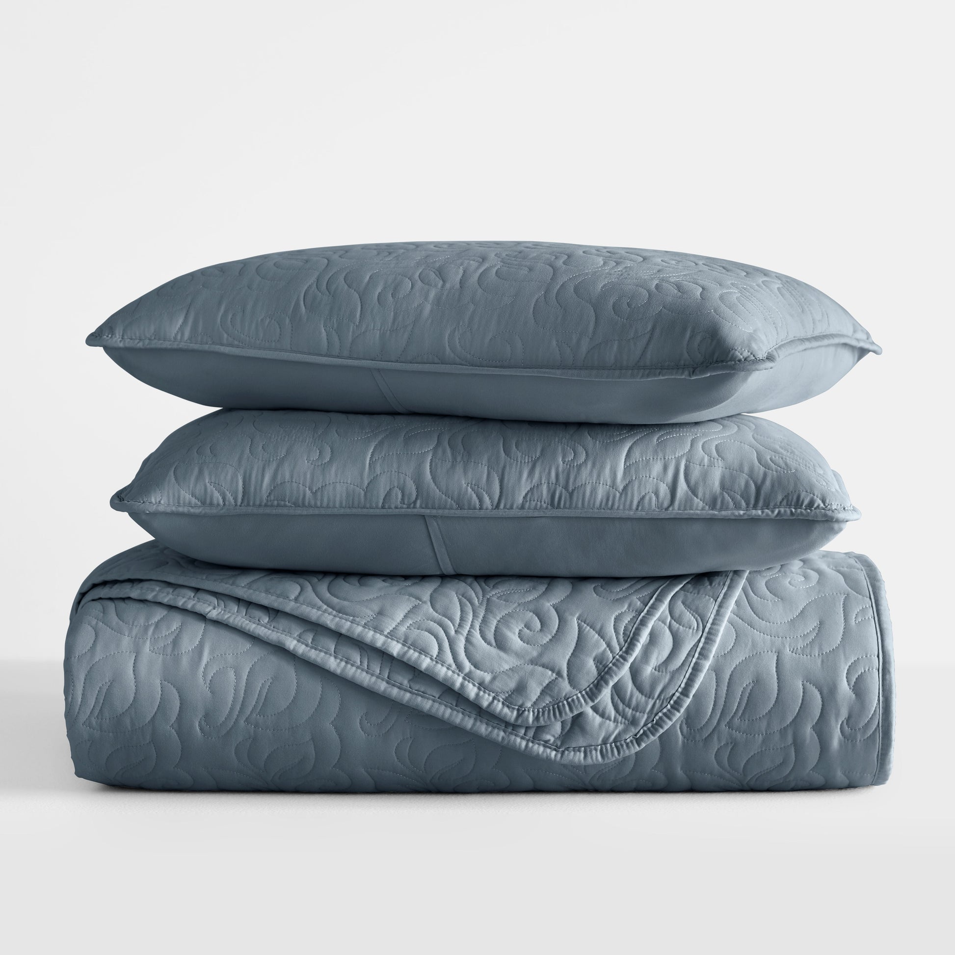 Lightweight Floral Stitch Quilted Coverlet Set