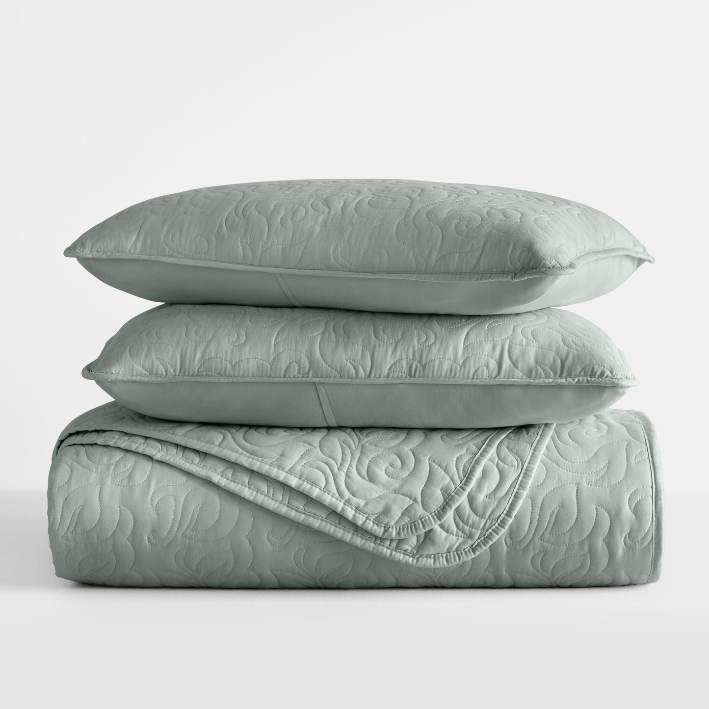 Lightweight Floral Stitch Quilted Coverlet Set