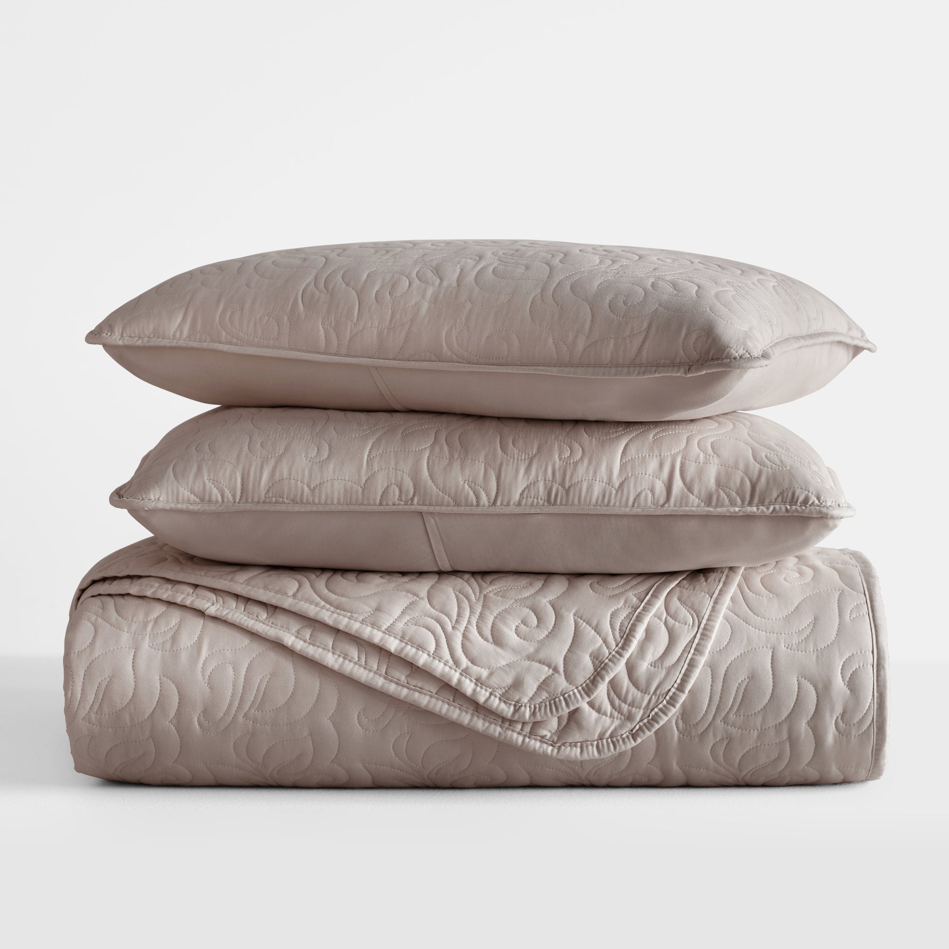 Lightweight Floral Stitch Quilted Coverlet Set