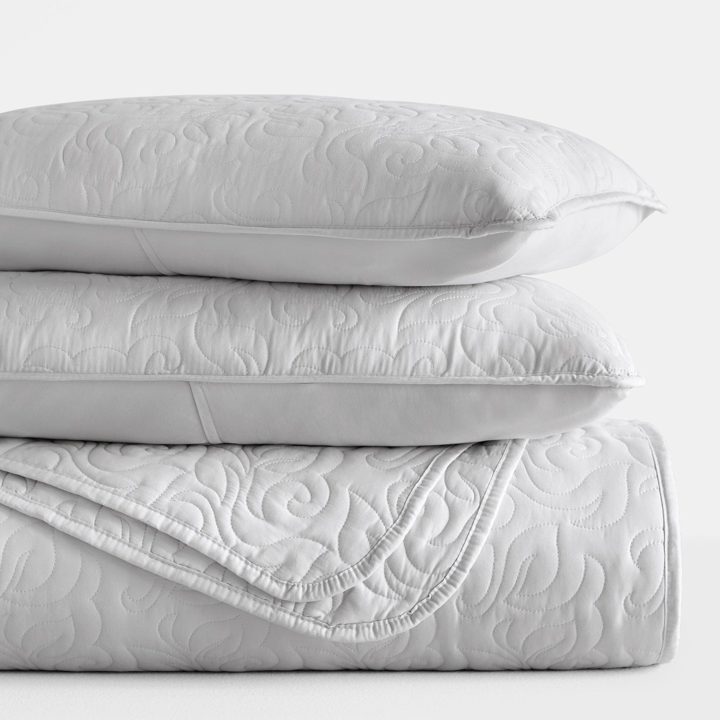 Lightweight Floral Stitch Quilted Coverlet Set