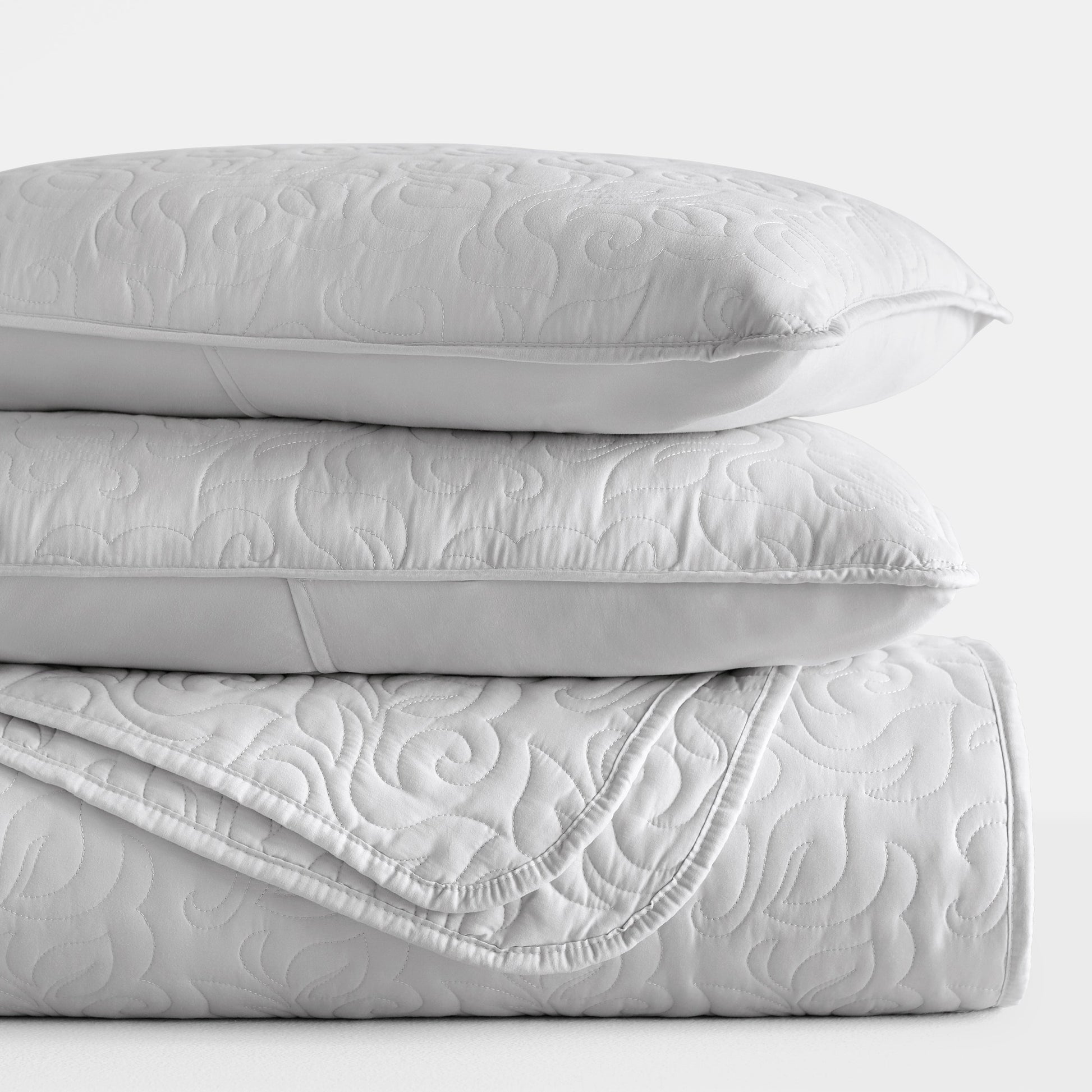 Lightweight Floral Stitch Quilted Coverlet Set