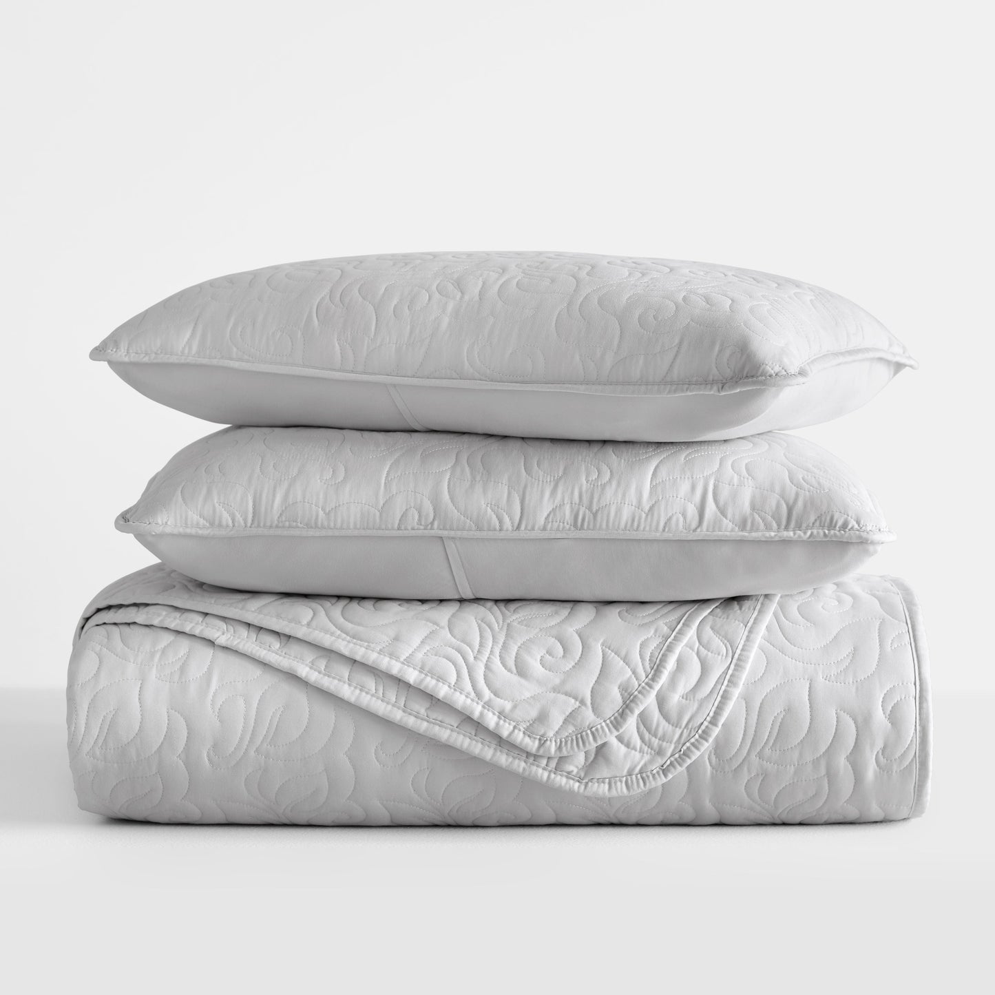 Lightweight Floral Stitch Quilted Coverlet Set