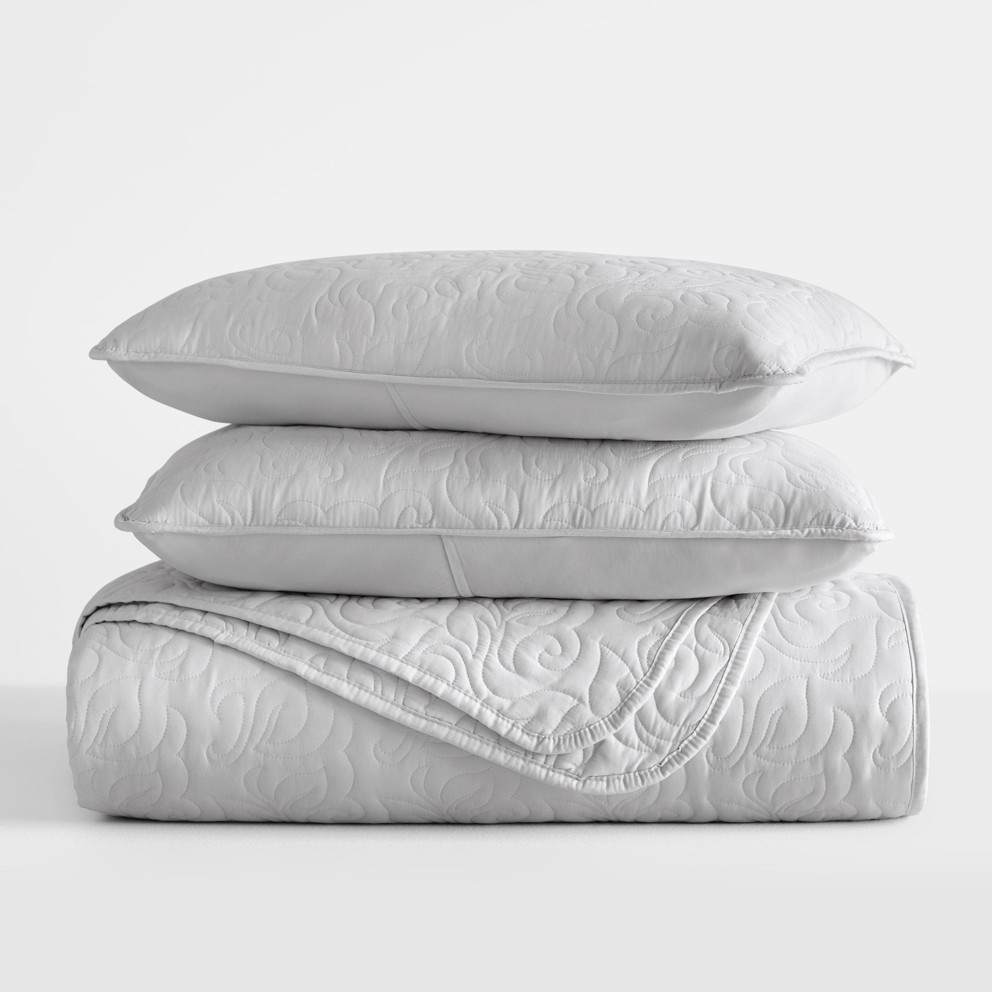 Lightweight Floral Stitch Quilted Coverlet Set