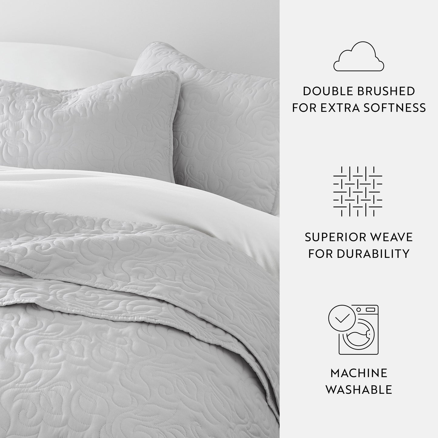 Lightweight Floral Stitch Quilted Coverlet Set